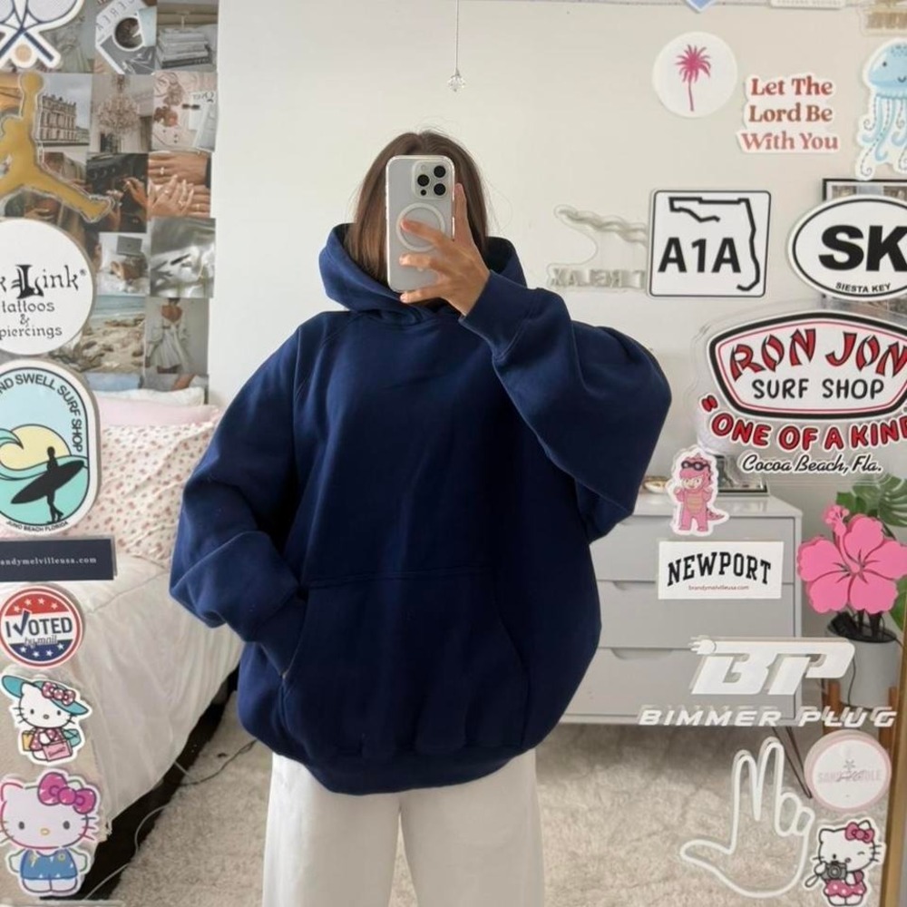 Aritzia Cozy Fleece Mega Fit Blue Hoodie
